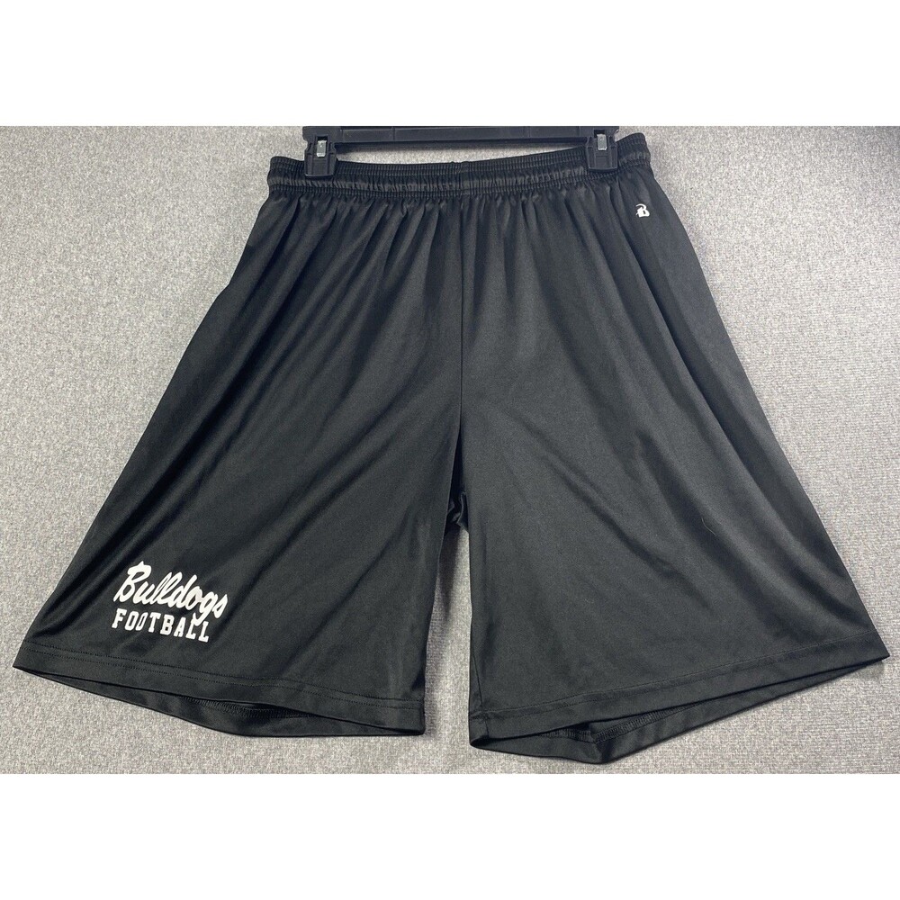 Badger Sport Men’s Athletic Shorts Size L Black Elastic Waist Drawstring Pockets
